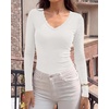 image:imageBTFBM Lace Deep V Neck Fitted Long Sleeve Shirts for Women  Womens Fall Fashion 2026 Casual T Shirt Base Layer Basic Undershirts Slim Fit Going Out Tops Date Night Out OutfitsWhite