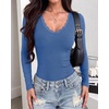 image:imageBTFBM Lace Deep V Neck Fitted Long Sleeve Shirts for Women  Womens Fall Fashion 2026 Casual T Shirt Base Layer Basic Undershirts Slim Fit Going Out Tops Date Night Out OutfitsBlue