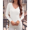 image:imageBTFBM Lace Deep V Neck Fitted Long Sleeve Shirts for Women  Womens Fall Fashion 2026 Casual T Shirt Base Layer Basic Undershirts Slim Fit Going Out Tops Date Night Out OutfitsWhite