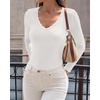 image:imageBTFBM Lace Deep V Neck Fitted Long Sleeve Shirts for Women  Womens Fall Fashion 2026 Casual T Shirt Base Layer Basic Undershirts Slim Fit Going Out Tops Date Night Out OutfitsWhite