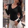 image:imageBTFBM Lace Deep V Neck Fitted Long Sleeve Shirts for Women  Womens Fall Fashion 2026 Casual T Shirt Base Layer Basic Undershirts Slim Fit Going Out Tops Date Night Out OutfitsBlack