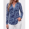 image:imageBTFBM Womens Tops Floral Sheer Mesh Long Sleeve Blouses Dressy Casual  V Neck Flocked Mesh ShirtsVelvetLike FlowersDouble LayersLoose Fit TunicsBusiness Casual TopFall Fashion Clothing 2026Grey Blue