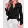 image:imageBTFBM Womens Tops Floral Sheer Mesh Long Sleeve Blouses Dressy Casual  V Neck Flocked Mesh ShirtsVelvetLike FlowersDouble LayersLoose Fit TunicsBusiness Casual TopFall Fashion Clothing 2026Black