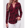 image:imageBTFBM Womens Tops Floral Sheer Mesh Long Sleeve Blouses Dressy Casual  V Neck Flocked Mesh ShirtsVelvetLike FlowersDouble LayersLoose Fit TunicsBusiness Casual TopFall Fashion Clothing 2026Burgundy