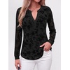image:imageBTFBM Womens Tops Floral Sheer Mesh Long Sleeve Blouses Dressy Casual  V Neck Flocked Mesh ShirtsVelvetLike FlowersDouble LayersLoose Fit TunicsBusiness Casual TopFall Fashion Clothing 2026Black