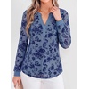 image:imageBTFBM Womens Tops Floral Sheer Mesh Long Sleeve Blouses Dressy Casual  V Neck Flocked Mesh ShirtsVelvetLike FlowersDouble LayersLoose Fit TunicsBusiness Casual TopFall Fashion Clothing 2026Grey Blue