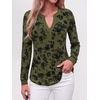 image:imageBTFBM Womens Tops Floral Sheer Mesh Long Sleeve Blouses Dressy Casual  V Neck Flocked Mesh ShirtsVelvetLike FlowersDouble LayersLoose Fit TunicsBusiness Casual TopFall Fashion Clothing 2026Army Green