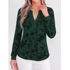 image:imageBTFBM Womens Tops Floral Sheer Mesh Long Sleeve Blouses Dressy Casual  V Neck Flocked Mesh ShirtsVelvetLike FlowersDouble LayersLoose Fit TunicsBusiness Casual TopFall Fashion Clothing 2026Dark Green