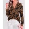image:imageBTFBM Womens Tops Floral Sheer Mesh Long Sleeve Blouses Dressy Casual  V Neck Flocked Mesh ShirtsVelvetLike FlowersDouble LayersLoose Fit TunicsBusiness Casual TopFall Fashion Clothing 2026Brown