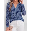 image:imageBTFBM Womens Tops Floral Sheer Mesh Long Sleeve Blouses Dressy Casual  V Neck Flocked Mesh ShirtsVelvetLike FlowersDouble LayersLoose Fit TunicsBusiness Casual TopFall Fashion Clothing 2026Grey Blue