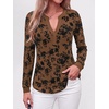 image:imageBTFBM Womens Tops Floral Sheer Mesh Long Sleeve Blouses Dressy Casual  V Neck Flocked Mesh ShirtsVelvetLike FlowersDouble LayersLoose Fit TunicsBusiness Casual TopFall Fashion Clothing 2026Brown