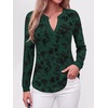 image:imageBTFBM Womens Tops Floral Sheer Mesh Long Sleeve Blouses Dressy Casual  V Neck Flocked Mesh ShirtsVelvetLike FlowersDouble LayersLoose Fit TunicsBusiness Casual TopFall Fashion Clothing 2026Dark Green