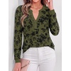 image:imageBTFBM Womens Tops Floral Sheer Mesh Long Sleeve Blouses Dressy Casual  V Neck Flocked Mesh ShirtsVelvetLike FlowersDouble LayersLoose Fit TunicsBusiness Casual TopFall Fashion Clothing 2026Army Green