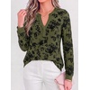 image:imageBTFBM Womens Tops Floral Sheer Mesh Long Sleeve Blouses Dressy Casual  V Neck Flocked Mesh ShirtsVelvetLike FlowersDouble LayersLoose Fit TunicsBusiness Casual TopFall Fashion Clothing 2026Army Green