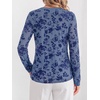 image:imageBTFBM Womens Tops Floral Sheer Mesh Long Sleeve Blouses Dressy Casual  V Neck Flocked Mesh ShirtsVelvetLike FlowersDouble LayersLoose Fit TunicsBusiness Casual TopFall Fashion Clothing 2026Grey Blue