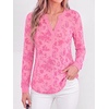 image:imageBTFBM Womens Tops Floral Sheer Mesh Long Sleeve Blouses Dressy Casual  V Neck Flocked Mesh ShirtsVelvetLike FlowersDouble LayersLoose Fit TunicsBusiness Casual TopFall Fashion Clothing 2026Pink