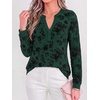 image:imageBTFBM Womens Tops Floral Sheer Mesh Long Sleeve Blouses Dressy Casual  V Neck Flocked Mesh ShirtsVelvetLike FlowersDouble LayersLoose Fit TunicsBusiness Casual TopFall Fashion Clothing 2026Dark Green