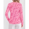 image:imageBTFBM Womens Tops Floral Sheer Mesh Long Sleeve Blouses Dressy Casual  V Neck Flocked Mesh ShirtsVelvetLike FlowersDouble LayersLoose Fit TunicsBusiness Casual TopFall Fashion Clothing 2026Pink