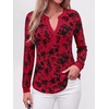 image:imageBTFBM Womens Tops Floral Sheer Mesh Long Sleeve Blouses Dressy Casual  V Neck Flocked Mesh ShirtsVelvetLike FlowersDouble LayersLoose Fit TunicsBusiness Casual TopFall Fashion Clothing 2026Red