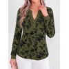 image:imageBTFBM Womens Tops Floral Sheer Mesh Long Sleeve Blouses Dressy Casual  V Neck Flocked Mesh ShirtsVelvetLike FlowersDouble LayersLoose Fit TunicsBusiness Casual TopFall Fashion Clothing 2026Army Green