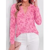 image:imageBTFBM Womens Tops Floral Sheer Mesh Long Sleeve Blouses Dressy Casual  V Neck Flocked Mesh ShirtsVelvetLike FlowersDouble LayersLoose Fit TunicsBusiness Casual TopFall Fashion Clothing 2026Pink