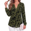 image:imageBTFBM Womens Tops Floral Sheer Mesh Long Sleeve Blouses Dressy Casual  V Neck Flocked Mesh ShirtsVelvetLike FlowersDouble LayersLoose Fit TunicsBusiness Casual TopFall Fashion Clothing 2026Army Green