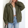 image:imageBTFBM Faux Suede Jacket Women Oversized Long Sleeve Bomber CoatsArmy Green