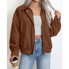 image:imageBTFBM Faux Suede Jacket Women Oversized Long Sleeve Bomber CoatsCoffee