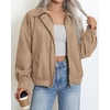 image:imageBTFBM Faux Suede Jacket Women Oversized Long Sleeve Bomber CoatsLight Khaki