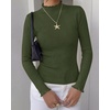 image:imageBTFBM Long Sleeve T Shirts for Women Ruffle Mock Neck TopsArmy Green