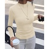 image:imageBTFBM Long Sleeve T Shirts for Women Ruffle Mock Neck TopsBeige