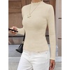 image:imageBTFBM Long Sleeve T Shirts for Women Ruffle Mock Neck TopsBeige