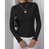 image:imageBTFBM Long Sleeve T Shirts for Women Ruffle Mock Neck TopsBlack