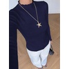 image:imageBTFBM Long Sleeve T Shirts for Women Ruffle Mock Neck TopsNavy Blue
