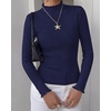 image:imageBTFBM Long Sleeve T Shirts for Women Ruffle Mock Neck TopsNavy Blue