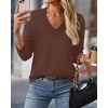image:imageBTFBM V Neck Sweaters for Women Fall Clothes 2026Brown