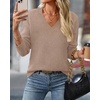 image:imageBTFBM V Neck Sweaters for Women Fall Clothes 2026Khaki