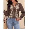 image:imageBTFBM Womens 2026 Fall Tops Dressy Casual Floral Boho Embroidered BlouseBrown Beige