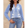 image:imageBTFBM Womens 2026 Fall Tops Dressy Casual Floral Boho Embroidered BlouseLight Blue
