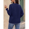 image:imageBTFBM Womens 2026 Fall Tops Dressy Casual Floral Boho Embroidered BlouseNavy Blue