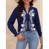 image:imageBTFBM Womens 2026 Fall Tops Dressy Casual Floral Boho Embroidered BlouseNavy Blue