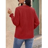 image:imageBTFBM Womens 2026 Fall Tops Dressy Casual Floral Boho Embroidered BlouseRed