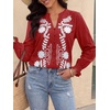 image:imageBTFBM Womens 2026 Fall Tops Dressy Casual Floral Boho Embroidered BlouseRed
