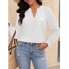image:imageBTFBM Womens 2026 Fall Tops Dressy Casual Floral Boho Embroidered BlouseWhite
