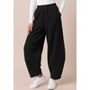 image:imageBTFBM Womens Wide Leg Pants Ankle Palazzo Fleece Harem Barrel SweatpantsBlack