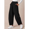 image:imageBTFBM Womens Wide Leg Pants Ankle Palazzo Fleece Harem Barrel SweatpantsBlack