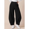 image:imageBTFBM Womens Wide Leg Pants Ankle Palazzo Fleece Harem Barrel SweatpantsBlack