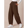 image:imageBTFBM Womens Wide Leg Pants Ankle Palazzo Fleece Harem Barrel SweatpantsBrown