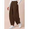 image:imageBTFBM Womens Wide Leg Pants Ankle Palazzo Fleece Harem Barrel SweatpantsBrown