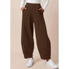 image:imageBTFBM Womens Wide Leg Pants Ankle Palazzo Fleece Harem Barrel SweatpantsBrown